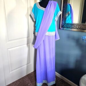 Vintage handmade Sarees blouse skirt set leghena